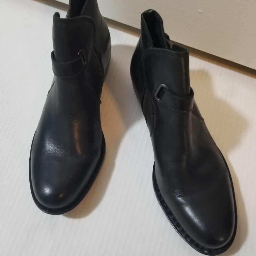 Born Black Leather Ankle Booties
